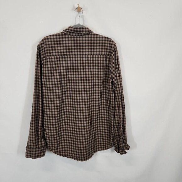 LRG Woven Men's Gingham Check‎ Button Down in Black and Tan - Size Medium - Picture 3 of 7